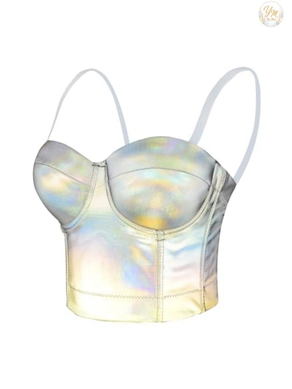 Reflective Metallic Bustier Corset Crop Top Padded Club Party